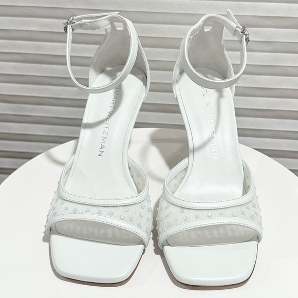 🌹STUART WEITZMAN 🌹 Nudistia Crystal Mesh Ankle-Strap Sandals Size: 6B - Picture 8 of 12